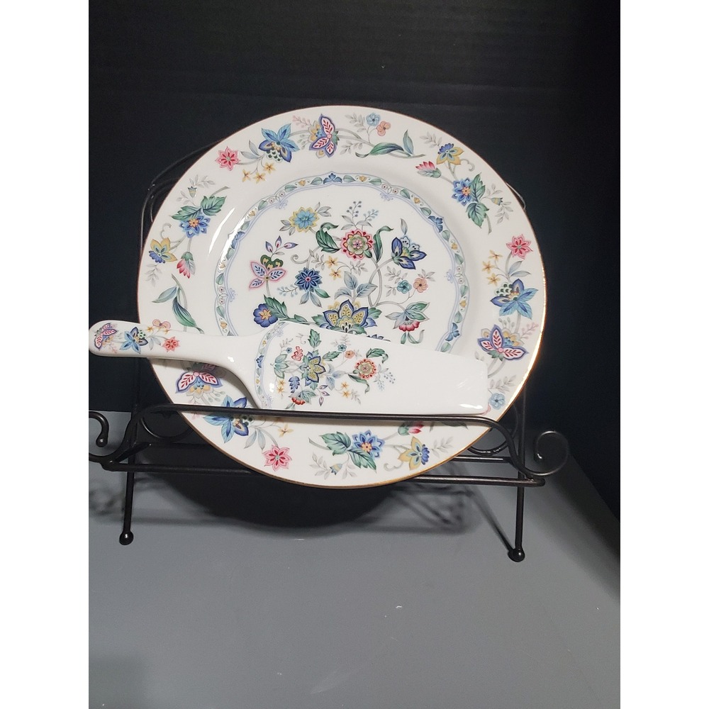 Andrea by Sadek Floral Plate & Server Set Gold Trim Decorative Display - Picture 6 of 6